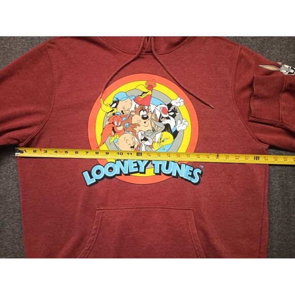 Warner Brothers Looney Tunes Rust Hoodie Sz XL Sleeve Design - Picture 5 of 11